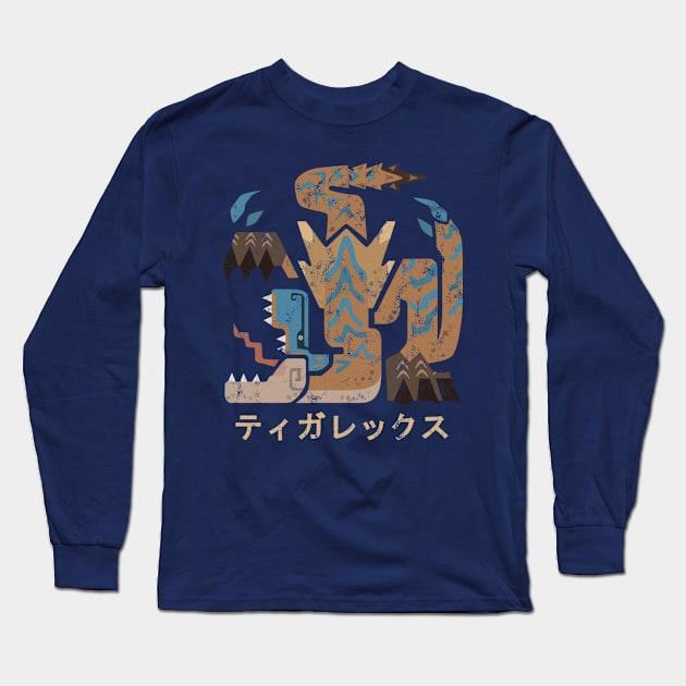 Monster Hunter World Iceborne Tigrex Kanji Icon Long Sleeve T-Shirt by StebopDesigns